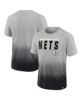 Men's Fanatics Heathered Gray and Black Brooklyn Nets Board Crasher Dip-Dye T-shirt