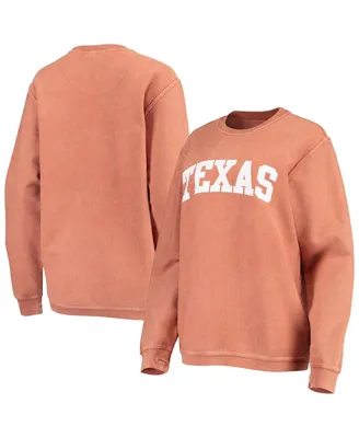 Women's Pressbox Texas Orange Texas Longhorns Comfy Cord Vintage-Like Wash Basic Arch Pullover Sweatshirt