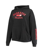 Women's Pressbox Black Nebraska Huskers Rock n Roll Super Oversized Pullover Hoodie