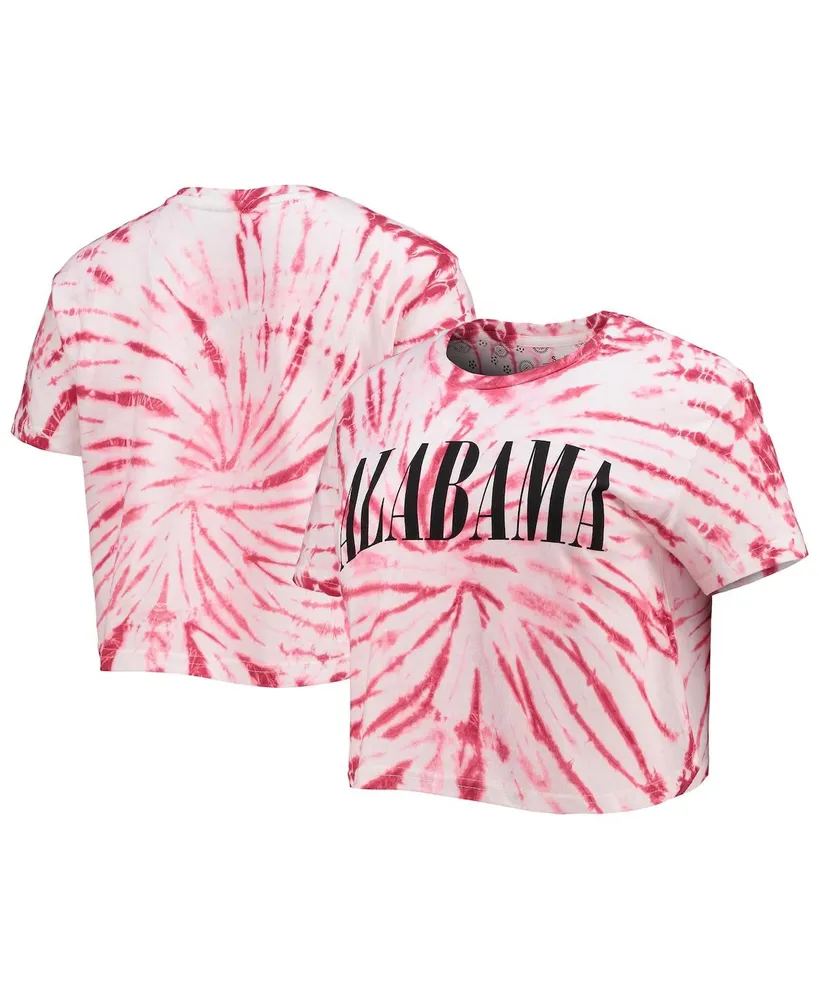 Women's Pressbox Crimson Alabama Tide Showtime Tie-Dye Crop T-shirt