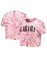 Women's Pressbox Crimson Alabama Tide Showtime Tie-Dye Crop T-shirt