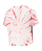 Women's Pressbox Red Wisconsin Badgers Showtime Tie-Dye Crop T-shirt