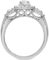 Diamond Triple Halo Engagement Ring (1 ct. t.w.) in 14k White Gold