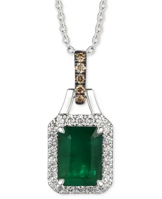 Le Vian Emerald (1-1/5 ct. t.w.) & Diamond (1/5 ct. t.w.) Halo Adjustable Pendant Necklace