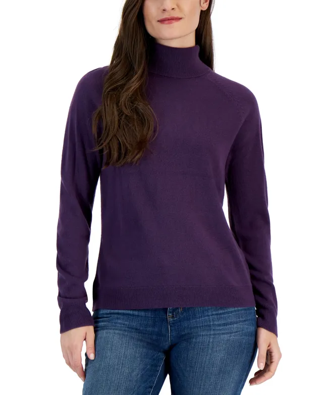 Karen Scott Women's Cable-Knit Turtleneck Cotton Sweater, Created