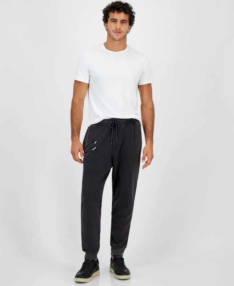 I.n.c. International Concepts Men's Regular-Fit Acid-Washed Moto Joggers, Created for Macy's