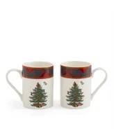 Christmas Tree Tartan 2 Piece Mug and Tray Set