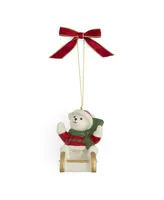 Spode Teddy on a Sleigh Ornament