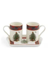 Christmas Tree Tartan 2 Piece Mug and Tray Set