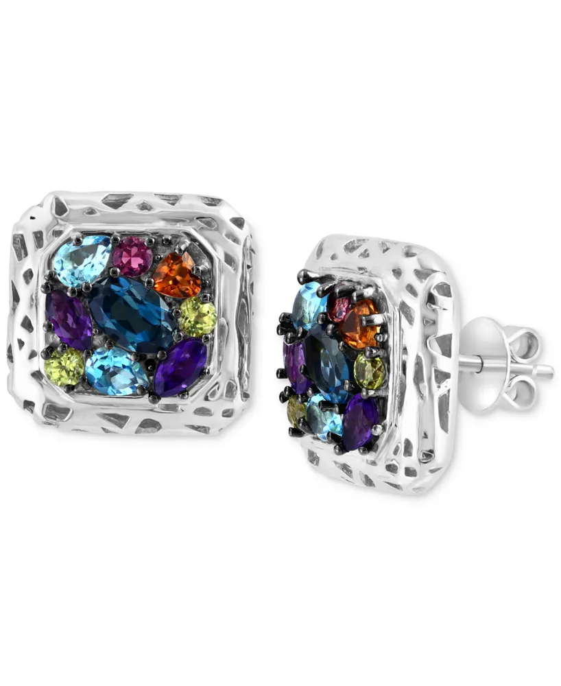 Effy Multi-Gemstone Cluster Stud Earrings (2-1/2 ct. t.w.) in Sterling Silver