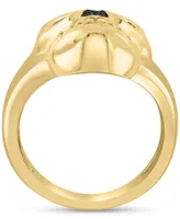 Effy Men's Black Spinel Skull Ring (1/3 ct. t.w.) in 14k Gold-Plated Sterling Silver