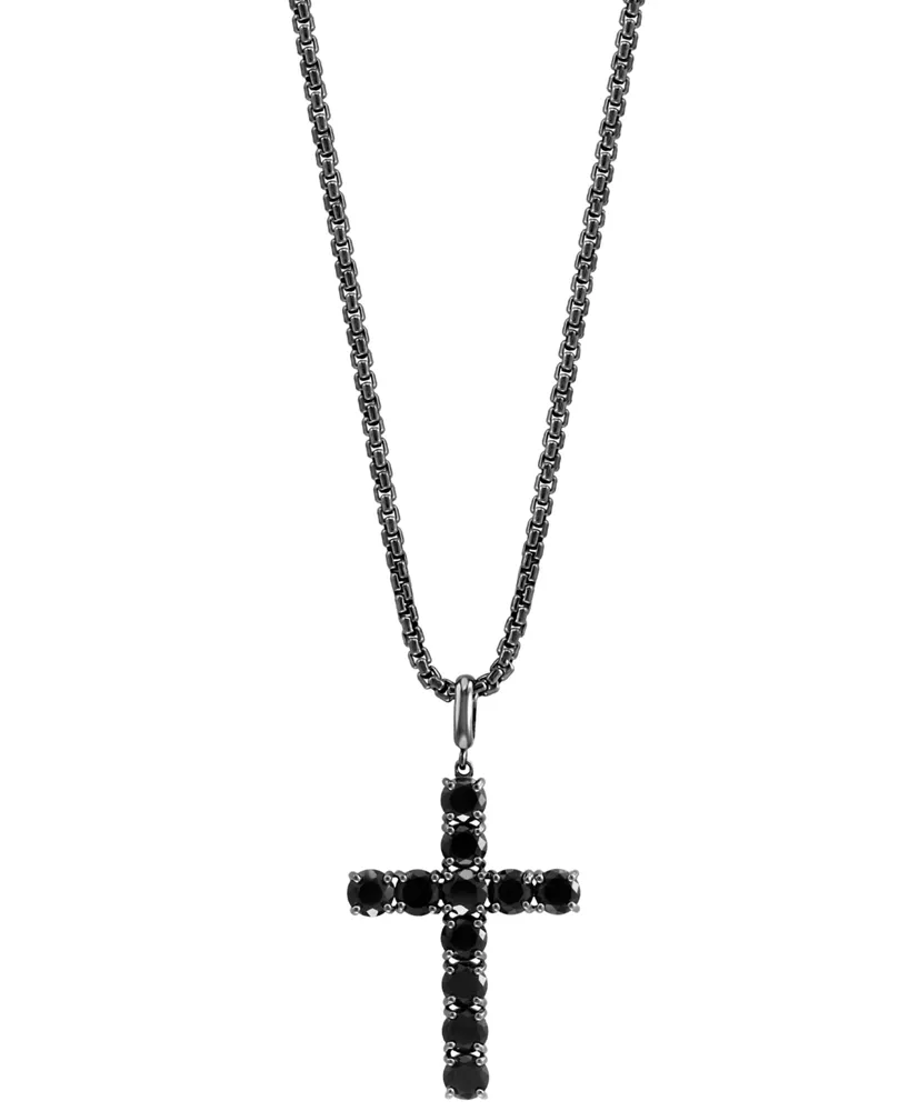 Effy Men's Black Spinel 22" Pendant Necklace in Black Rhodium-Plated Sterling Silver
