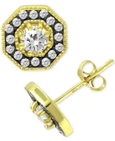 Giani Bernini Cubic Zirconia Octagon Stud Earrings in 18k Gold-Plated Sterling, Created for Macy's