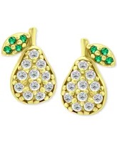 Giani Bernini Cubic Zirconia & Green Quartz Pear Stud Earrings, Created for Macy's