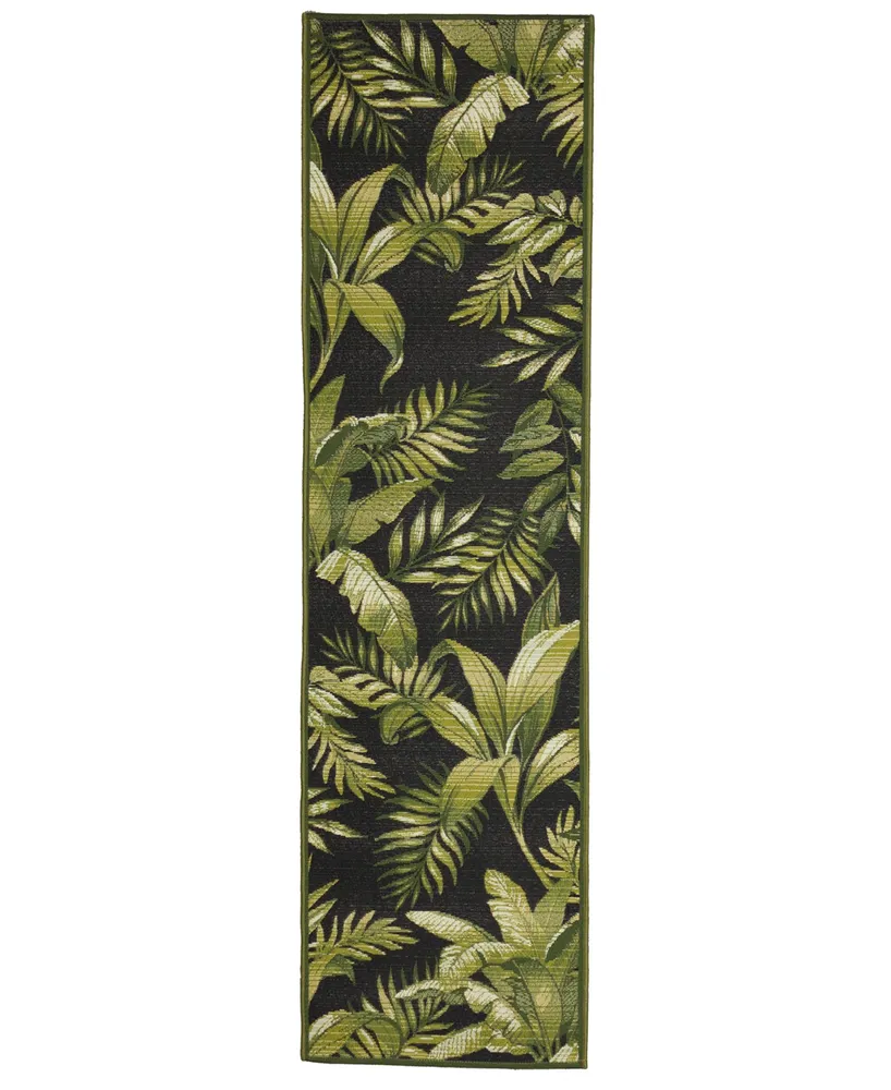 Liora Manne' Marina Jungle Leaves 1'11" x 7'6" Runner Outdoor Area Rug