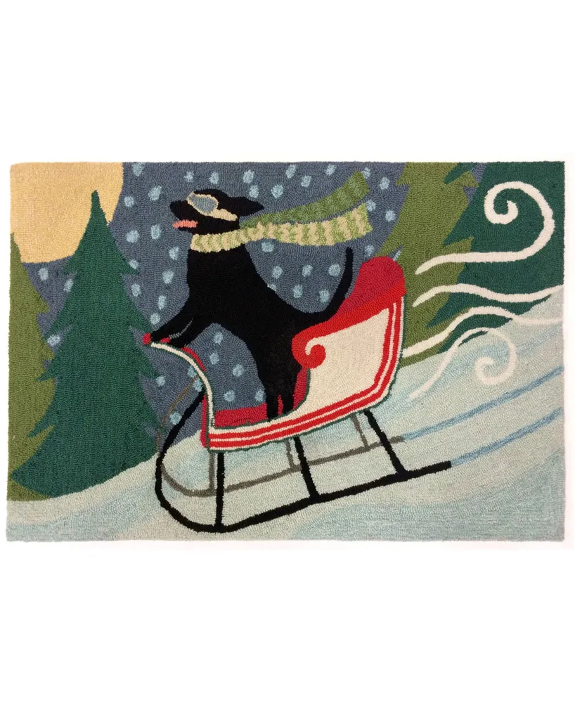 Liora Manne' Frontporch Sledding Dog 2' x 3' Outdoor Area Rug