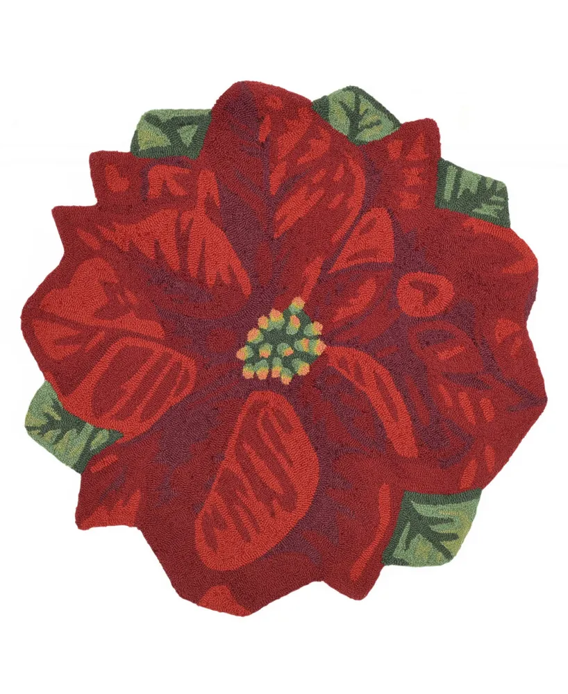 Liora Manne' Frontporch Poinsettia 3' x 3' Round Outdoor Area Rug