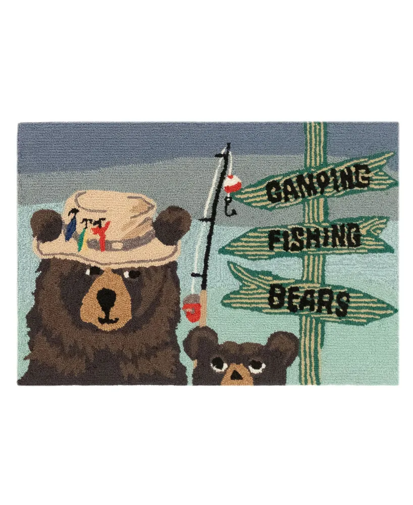 Liora Manne' Frontporch Fishing Bears 1'8" x 2'6" Outdoor Area Rug