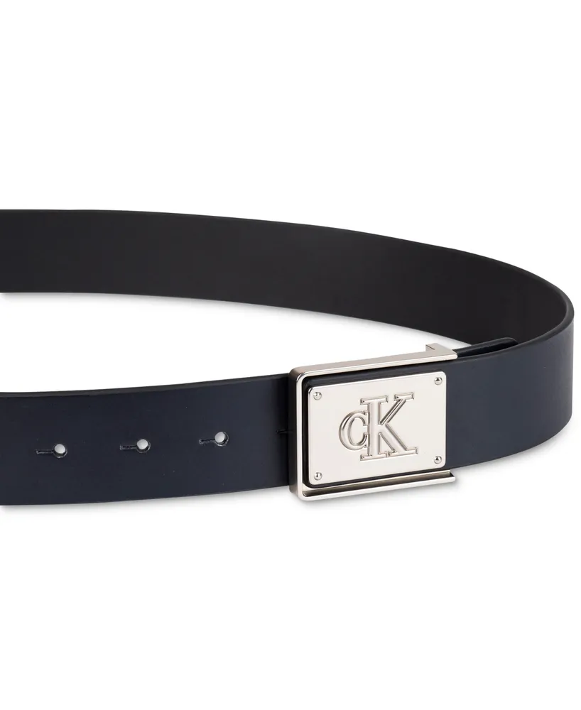 Calvin Klein Men's Ck Plate Plaque Belt