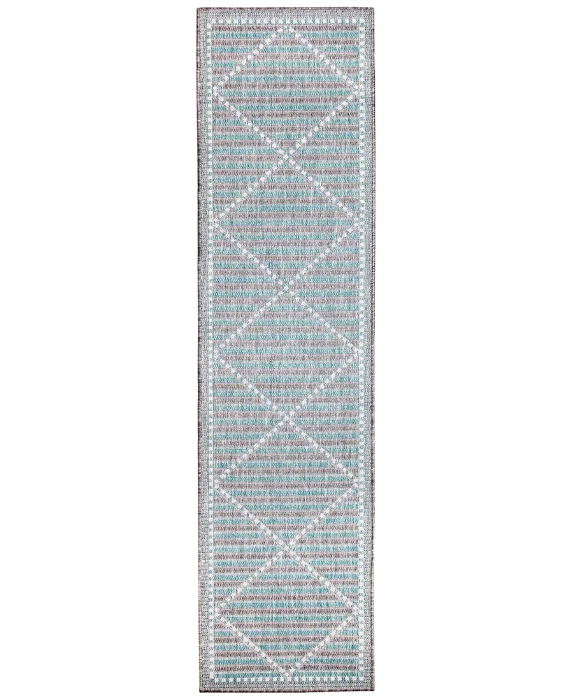 Liora Manne' Malibu Checker Diamond 1'11" x 7'6" Runner Outdoor Area Rug