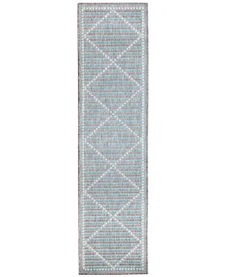 Liora Manne' Malibu Checker Diamond 1'11" x 7'6" Runner Outdoor Area Rug