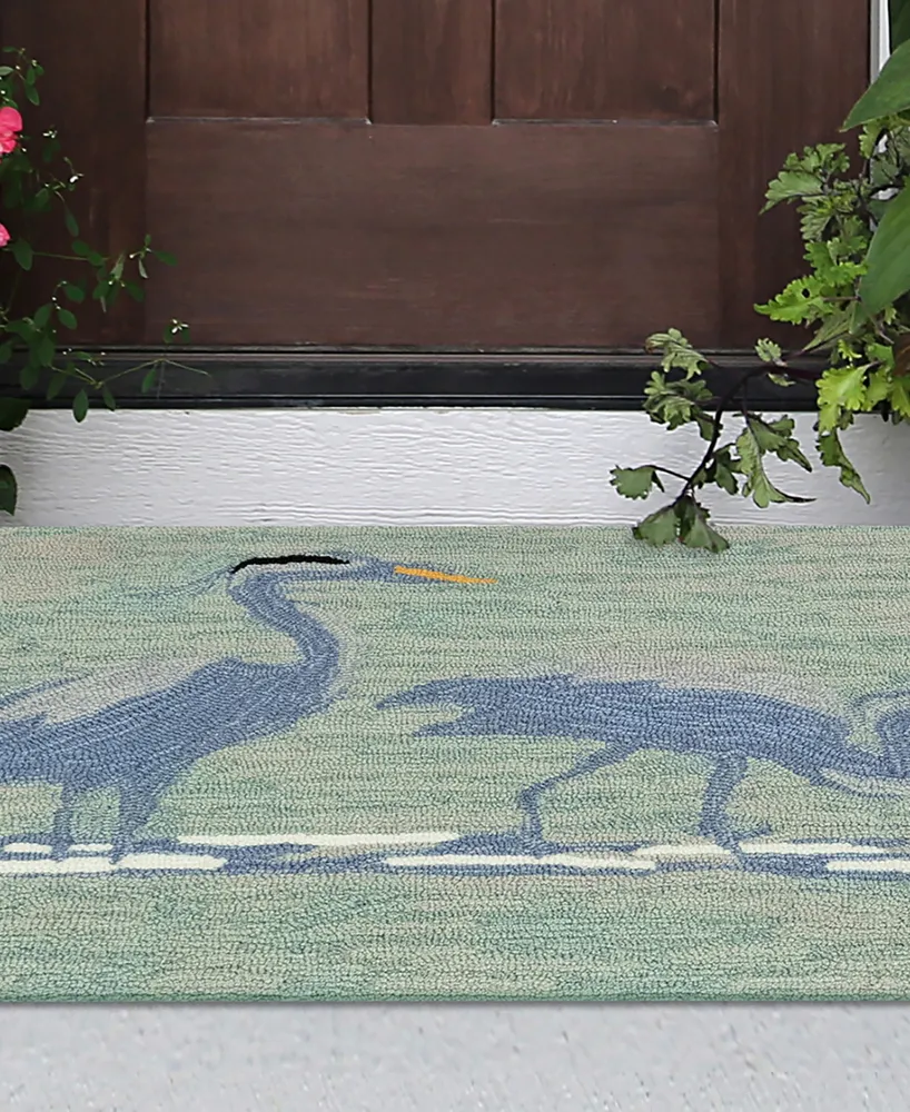 Liora Manne' Frontporch Blue Heron 1'8" x 2'6" Outdoor Area Rug