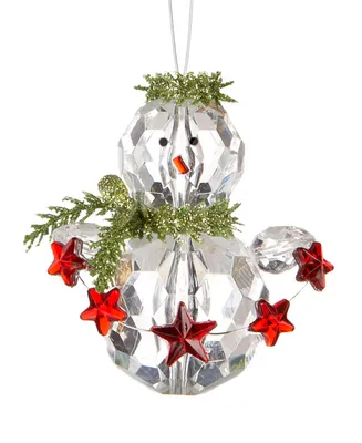 Kissing Krystals Teeny Mistletoe Snowman with Stars Ornament