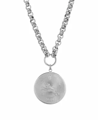 Women's Round Leo Pendant Necklace - Silver