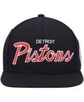 Men's Mitchell & Ness Black Detroit Pistons Hardwood Classics Script 2.0 Snapback Hat