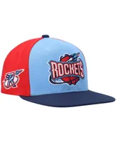 Men's Mitchell & Ness Light Blue, Navy Houston Rockets Hardwood Classics On The Block Snapback Hat