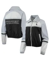 Women's The Wild Collective Black Chicago White Sox Colorblock Track Raglan Full-Zip Jacket