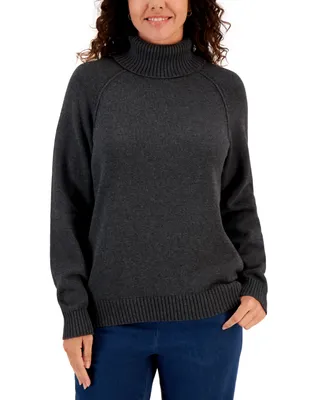 Karen Scott Petite Cotton Turtleneck Sweater, Created for Macy's