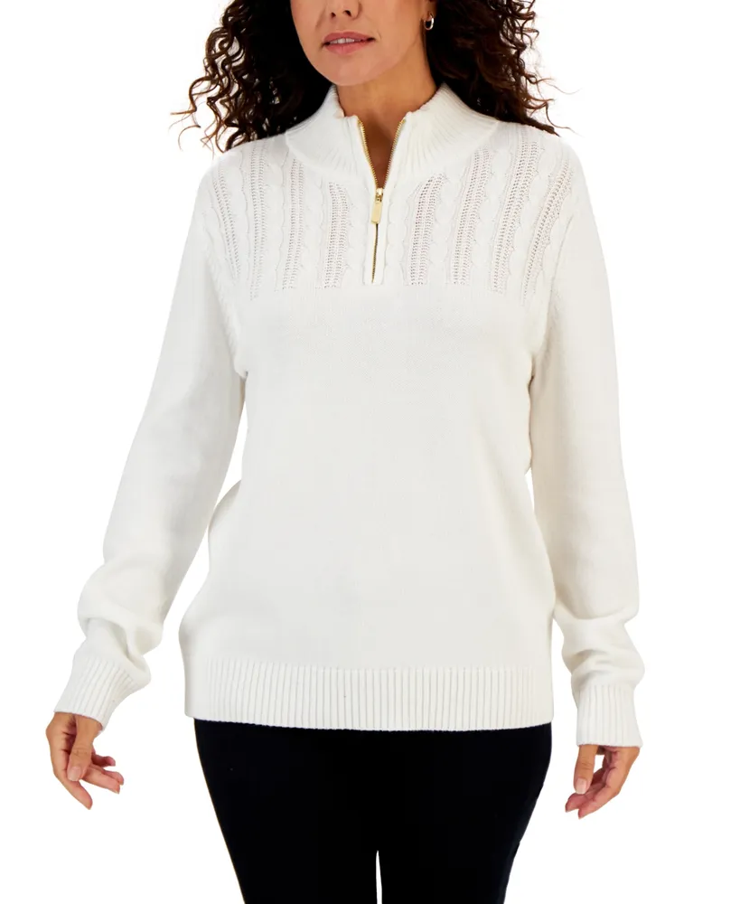 Karen Scott Women's Cable-Knit Cotton Sweater, Created for Macy's