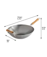 Joyce Chen Classic Series Carbon Steel Wok with Birch Handles, 14" - Silver