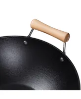 Joyce Chen Professional Series Cast Iron Wok with Maple Handle, 14"