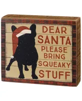 Dear Santa Please Bring Squeaky Stuff Frenchie Box Sign