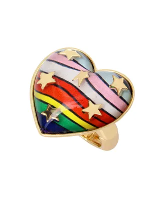 Betsey Johnson Rainbow Heart Stretch Ring
