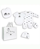 Baby Boys and Girls Elephant Family Layette Gift Mesh Bag, 5 Piece Set