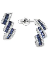 Lab-Grown Sapphire (5/8 ct. t.w.) & Lab-Grown White Sapphire (1/2 ct. t.w.) Swirl Stud Earrings in Sterling Silver