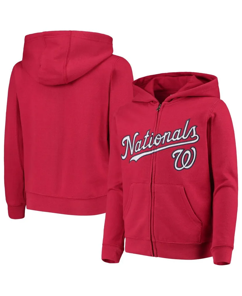 Big Boys Red Washington Nationals Team Color Wordmark Full-Zip Hoodie