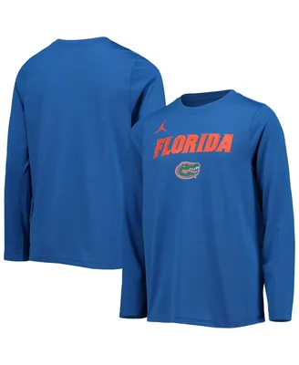 Big Boys Jordan Royal Florida Gators Team Wordmark Long Sleeve Performance T-shirt