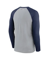 Men's Nike Gray, Navy Milwaukee Brewers Game Authentic Collection Performance Raglan Long Sleeve T-shirt