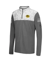 Big Boys Colosseum Charcoal, White Iowa Hawkeyes Oht Military-Inspired Appreciation Badge Ii Quarter-Zip Jacket