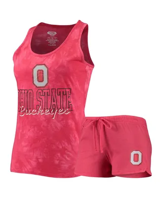 Women's Concepts Sport Scarlet Ohio State Buckeyes Billboard Tie-Dye Tank Top and Shorts Set
