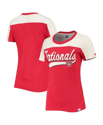 Women's Starter Red and White Washington Nationals Kick Start T-shirt