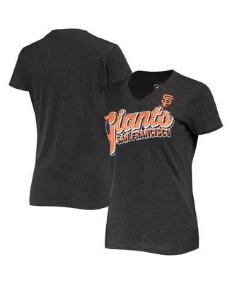 Women's G-iii 4Her by Carl Banks Heathered Black San Francisco Giants First Place V-Neck T-shirt