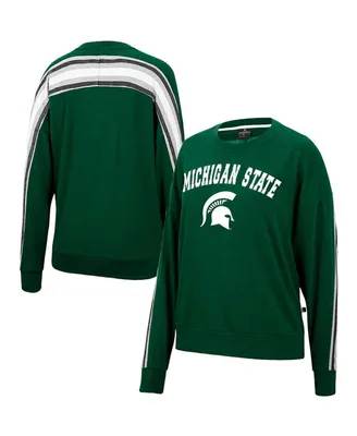 Women's Colosseum Heathered Green Michigan State Spartans Team Oversized Pullover Sweatshirt