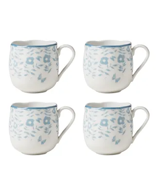 Lenox Butterfly Meadow Cottage Porcelain Mugs, Set of 4