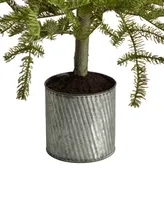 Pre-Lit Christmas Pine Artificial Tree in Decorative Planter, 54"