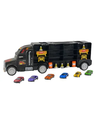 Mag-Genius Car Carrier Tractor Trailer with 12 Cars and Accessories Toy